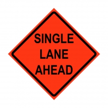 Single Lane Ahead Roll-Up Traffic Sign