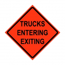 Trucks Entering Exiting Roll-Up Traffic Sign