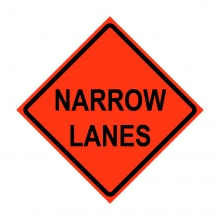 Narrow Lanes Roll-Up Traffic Sign