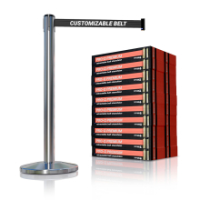 Stainless Finish Premium Stanchions w/Custom Retractable Belt - 20 pack