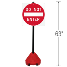 Official MUTCD 24" Do Not Enter Sign on Rolling Stand w/58" Pole