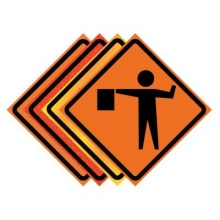 Flagger Symbol Roll-Up Traffic Sign