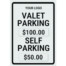 Flex Rate Custom Parking Valet Sign w/Stand