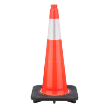 28" Slim Orange Traffic Cone, 7 lb Black Base, w/6" Reflective Collar