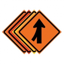 Left Lane Merge Symbol Roll-Up Traffic Sign