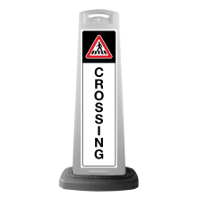 White Reflective Vertical Sign Panel w/Base Option - Crossing 