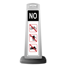 White Reflective Vertical Sign Panel w/Base Option -  No Bikes
