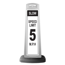 White Reflective Vertical Sign Panel w/Base Option - Slow Speed Limit 5mph