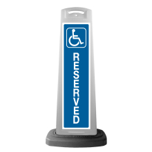White Reflective Vertical Sign Panel w/Base Option - Handicap Reserved
