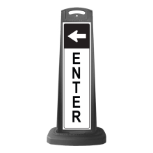 Black Reflective Vertical Sign Panel w/Base Option - Enter w/Arrow