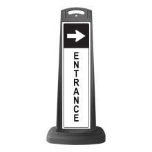 Black Reflective Vertical Sign Panel w/Base Option - Entrance w/Arrow