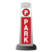 White Reflective Vertical Sign Panel w/Base Option - Park Red Background