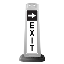 White Reflective Vertical Sign Panel w/Base Option - Exit and Arrow