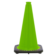 18" Lime Green Traffic Cone, 3 lb Black Base