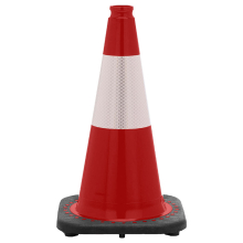 18" Red Traffic Cone, 3 lb  Black Base, w/6" Reflective Collar