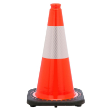 18" Orange Traffic Cone, 3 lb Black Base, w/6" 3M Reflective Collar