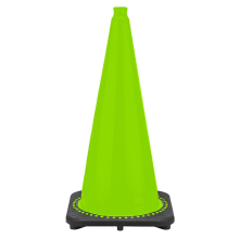 28" Lime Green Traffic Cone, 7 lb Black Base