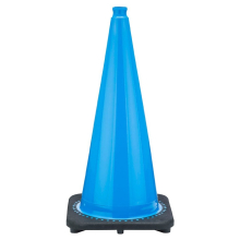 28" Sky Blue Traffic Cone, 7 lb Black Base