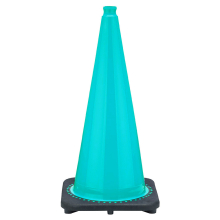 28" Turquoise Traffic Cone, 7 lb Black Base