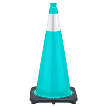 28" Turquoise Traffic Cone, 7 lb Black Base, w/6" Reflective Collar