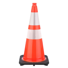 28" Orange Traffic Cone, 7 lb Black Base, w/6" & 4" 3M Reflective Collar