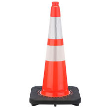 28" Slim Orange Traffic Cone, 10 lb Black Base, w/6" & 4" 3M Reflective Collar