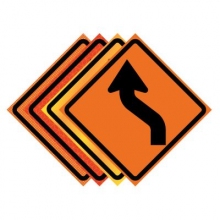 Reverse Curve Left Symbol Roll-Up Traffic Sign
