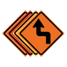 Reverse Turn Left Symbol Roll-Up Traffic Sign