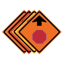Stop Ahead Symbol Roll-Up Traffic Sign