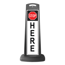 Black Reflective Vertical Sign Panel w/Base Option - Stop Here