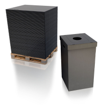 Qwik Set Event Black Trash Bin w/Multi-Function Lid - 125 pack