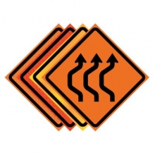 Three Lane Double Reverse Curve Left Symbol Roll-Up Traffic Sign