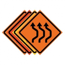 Three Lane Double Reverse Curve Right Symbol Roll-Up Traffic Sign