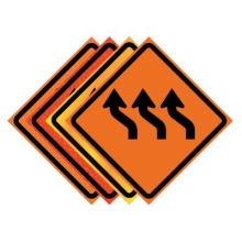 Three Lane Reverse Curve Left Symbol Roll-Up Traffic Sign