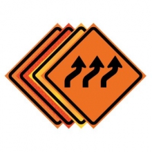 Three Lane Reverse Curve Right Symbol Roll-Up Traffic Sign