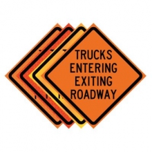 Trucks Entering Exiting Roadway Roll-Up Traffic Sign