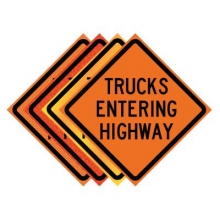 Trucks Entering Highway Roll-Up Traffic Sign