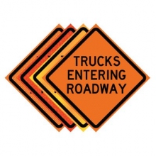 Trucks Entering Roadway Roll-Up Traffic Sign