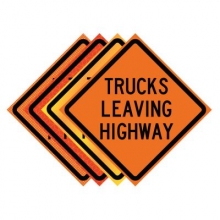 Trucks Leaving Highway Roll-Up Traffic Sign