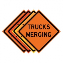Trucks Merging Roll-Up Traffic Sign