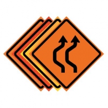 Two Lane Double Reverse Curve Left Symbol Roll-Up Traffic Sign