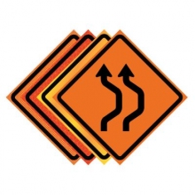 Two Lane Double Reverse Curve Right Symbol Roll-Up Traffic Sign