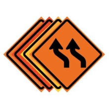 Two Lane Reverse Curve Left Symbol Roll-Up Traffic Sign