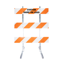 Type III Heavy Duty Plastic Panel Barricade w/Galvanized Steel Legs - Single Sided