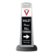 White Reflective Vertical Sign Panel w/Base Opton - Valet Please Pull Forward