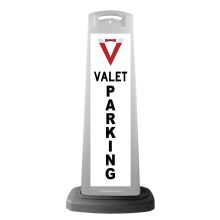 White Reflective Vertical Sign Panel w/Base Option - Valet Parking 
