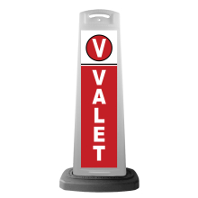 White Reflective Vertical Sign Panel w/Base Option - Valet Red Background