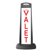Black Reflective Vertical Sign Panel w/Base Option - Red Valet