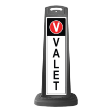 Black Reflective Vertical Sign Panel w/Base Option - Valet 