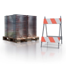 Type II Heavy Duty Plastic Panel Barricades w/Galvanized Steel Legs - 35 Pack Pallet 